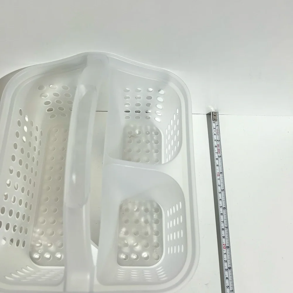 Shower Bath Caddy with Handle 3 Compartments Clear Sturdy Plastic College Dorm